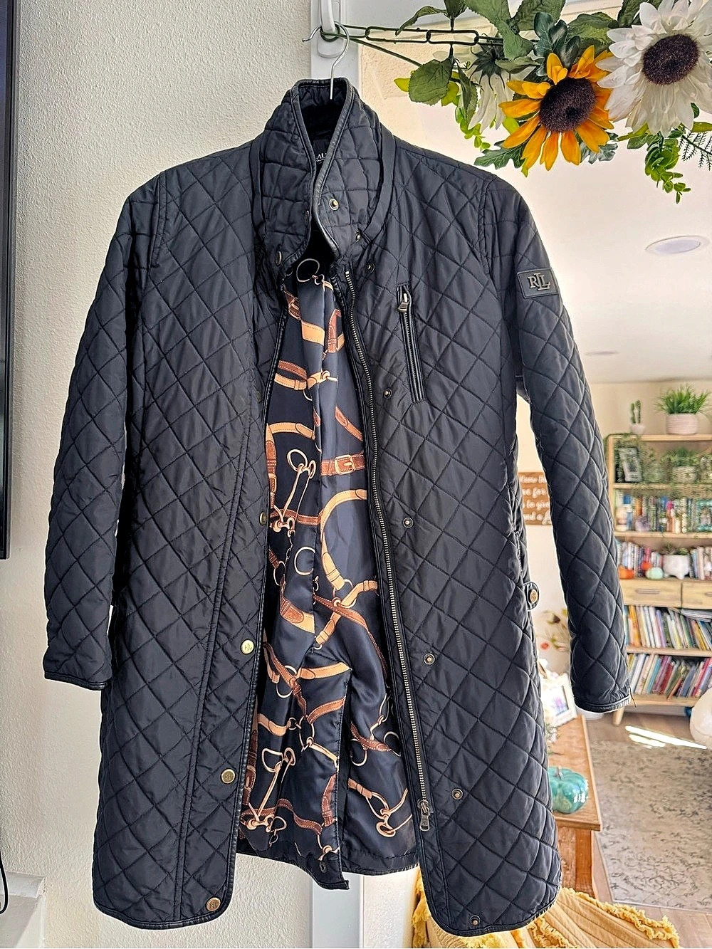 Lauren Ralph Lauren Women's Belted Quilted Jacket Black Medium
